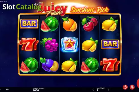 Game Screen. Juicy Fruits Sunshine Rich slot