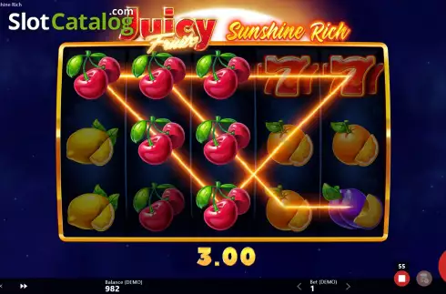 Win Screen. Juicy Fruits Sunshine Rich slot