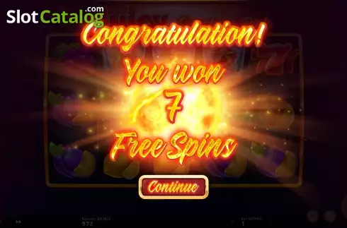 Free Spins Win Screen. Juicy Fruits Sunshine Rich slot