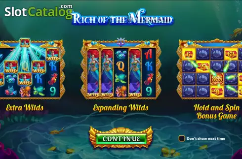 Intro screen. Rich of the Mermaid slot