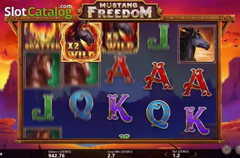 Free Spins Gameplay Screen. Mustang Freedom slot