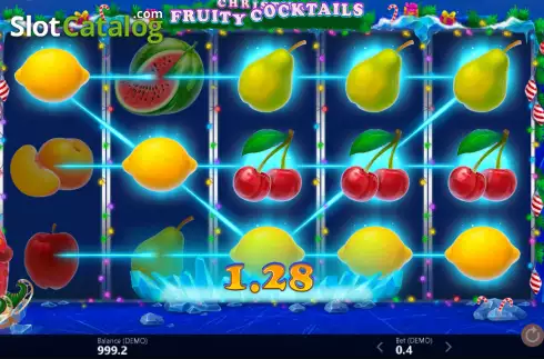 Win screen. Christmas Fruity Cocktails slot