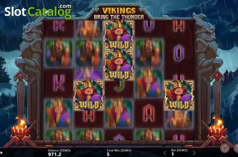 Free Spins Gameplay Screen. Vikings Bring The Thunder slot