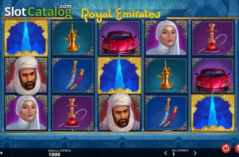 Game Screen. Royal Emirates slot
