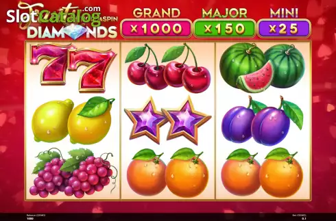 Reel screen. Fruity Diamonds Hold and Spin slot