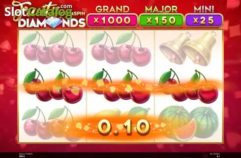 Win screen. Fruity Diamonds Hold and Spin slot