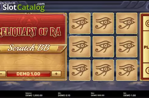 Game screen. Reliquary of Ra Scratch slot