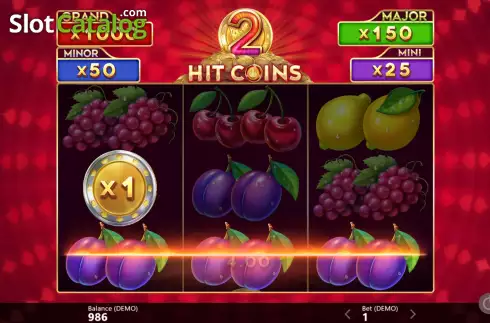Win screen. Hit Coins 2 Hold and Spin slot