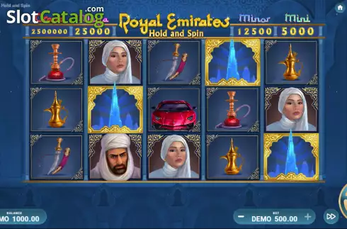 Bildschirm2. Royal Emirates Hold and Spin slot