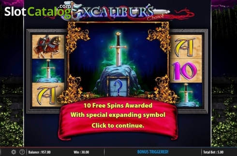 Bildschirm5. Excalibur's Choice slot