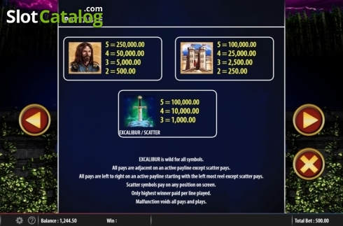 Captura de tela8. Excalibur's Choice slot