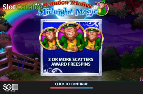 Start Screen. Rainbow Riches Midnight Magic slot