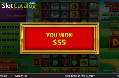 Win Screen. Rainbow Riches Cash Cluster slot