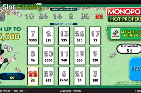 Win screen. Monopoly Hot Property slot