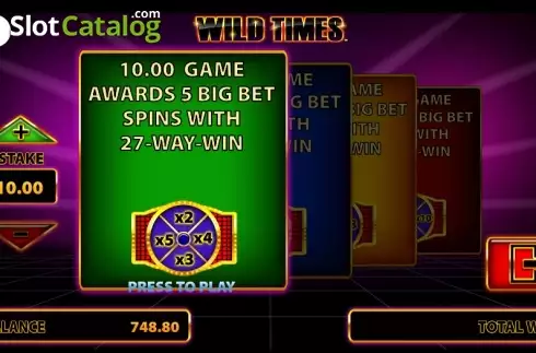 Intro ecran de joc 2. Wild Times slot