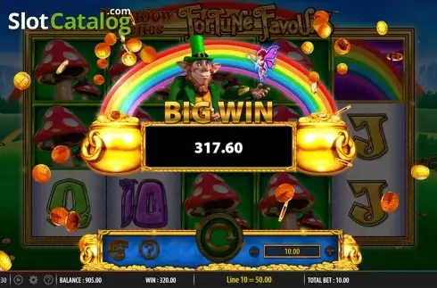 Big win screen. Rainbow Riches Fortune Favours slot