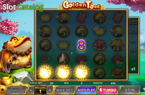 Win screen. Golden Toad (Bbin) slot