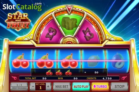 Win screen. Star and Fruit slot