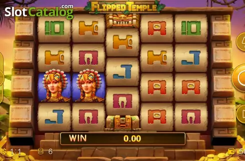 Game screen. Flipped Temple slot