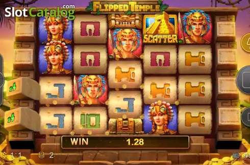 Win screen. Flipped Temple slot