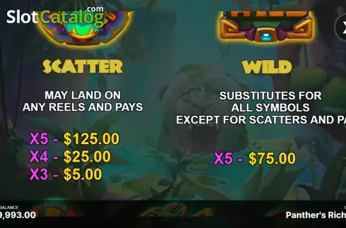 Special symbols screen 2. Panther’s Riches slot