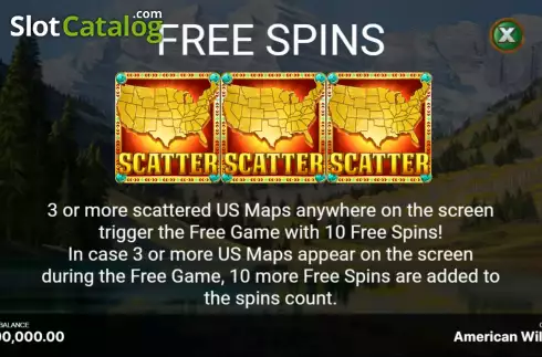 Free Spins screen. American Wilds slot