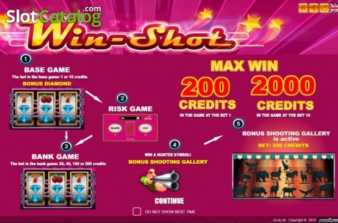 Start Screen. Win Shot slot