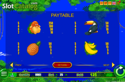 Paytable 1. Monkey Jackpot slot