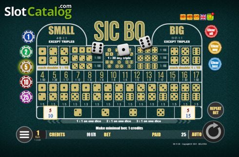 Win screen. Sic Bo (Belatra Games) slot