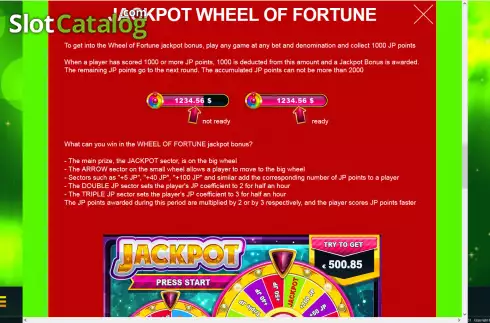 Jackpot Wheel of Fortune screen. Triple X Hot Pepper slot