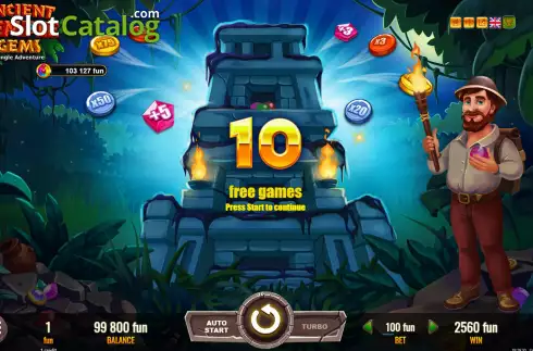 Free Spins Win Screen. Ancient Temple Gems slot