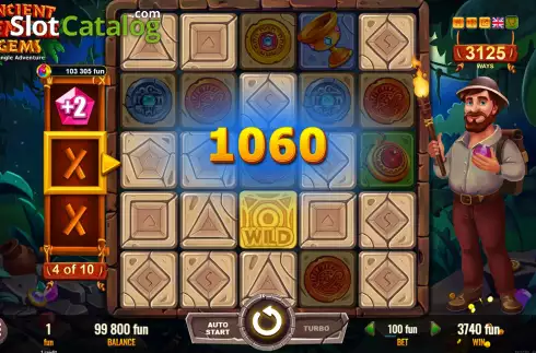 Free Spins Gameplay Screen 2. Ancient Temple Gems slot