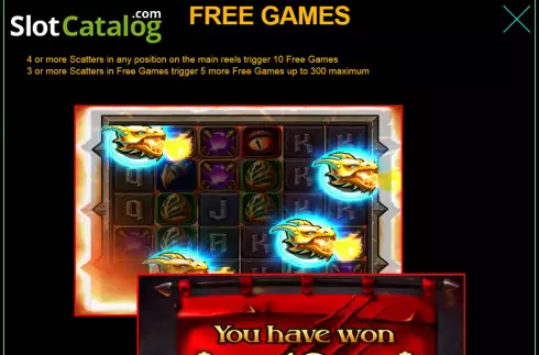 Free Games screen. Dragon's Bonanza slot