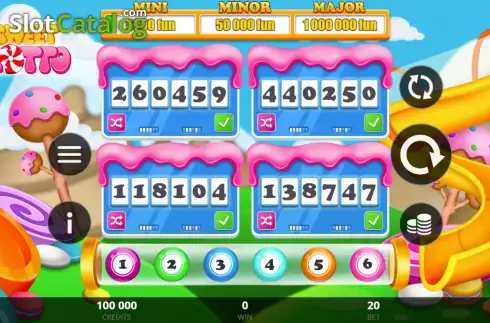 Game screen. Sweet Lotto slot