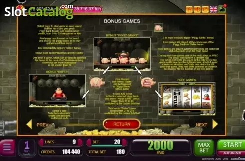 Bildschirm5. Piggy Bank (Belatra Games) slot