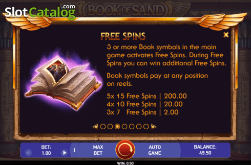 Bildschirm7. Book of Sand slot