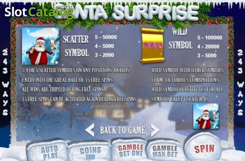 Paytable. Santa Surprise (BetConstruct) slot