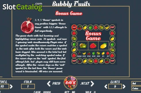 Paytable 3. Bubbly Fruits slot