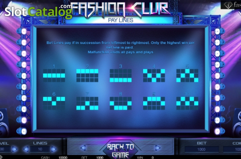 Paytable 2. Fashion Club slot