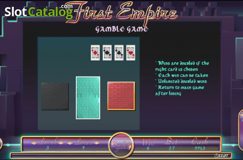 Paytable 4. First Empire slot