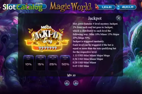Jackpot screen. Magic World (BetConstruct) slot