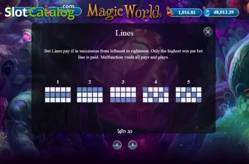 Paylines screen. Magic World (BetConstruct) slot