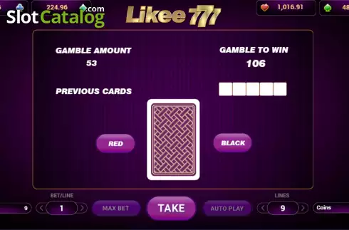 Gamble/Risk screen. 777 Likee slot