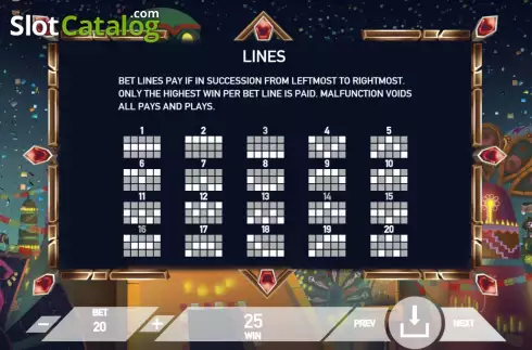 Pay Lines screen. Undead Festival slot
