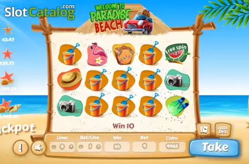 Win screen. Welcome to Paradise Beach slot