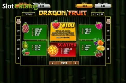 Paytable. Dragon Fruit (Betsense) slot