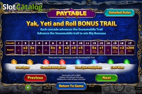 Bonus Trail. Yak Yeti and Roll slot