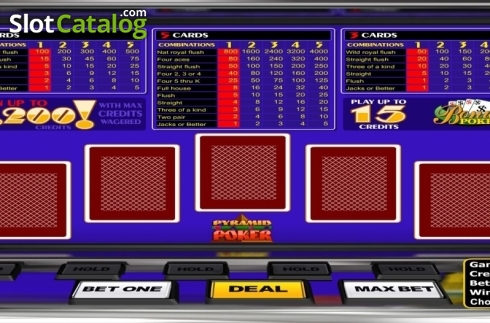 Game Screen. Pyramid Bonus Poker slot