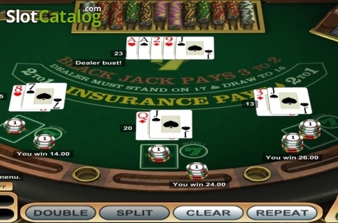 Game Screen. Super 7 Blackjack slot