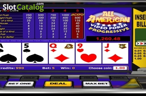 Écran5. All American Poker (Betsoft) Machine à sous